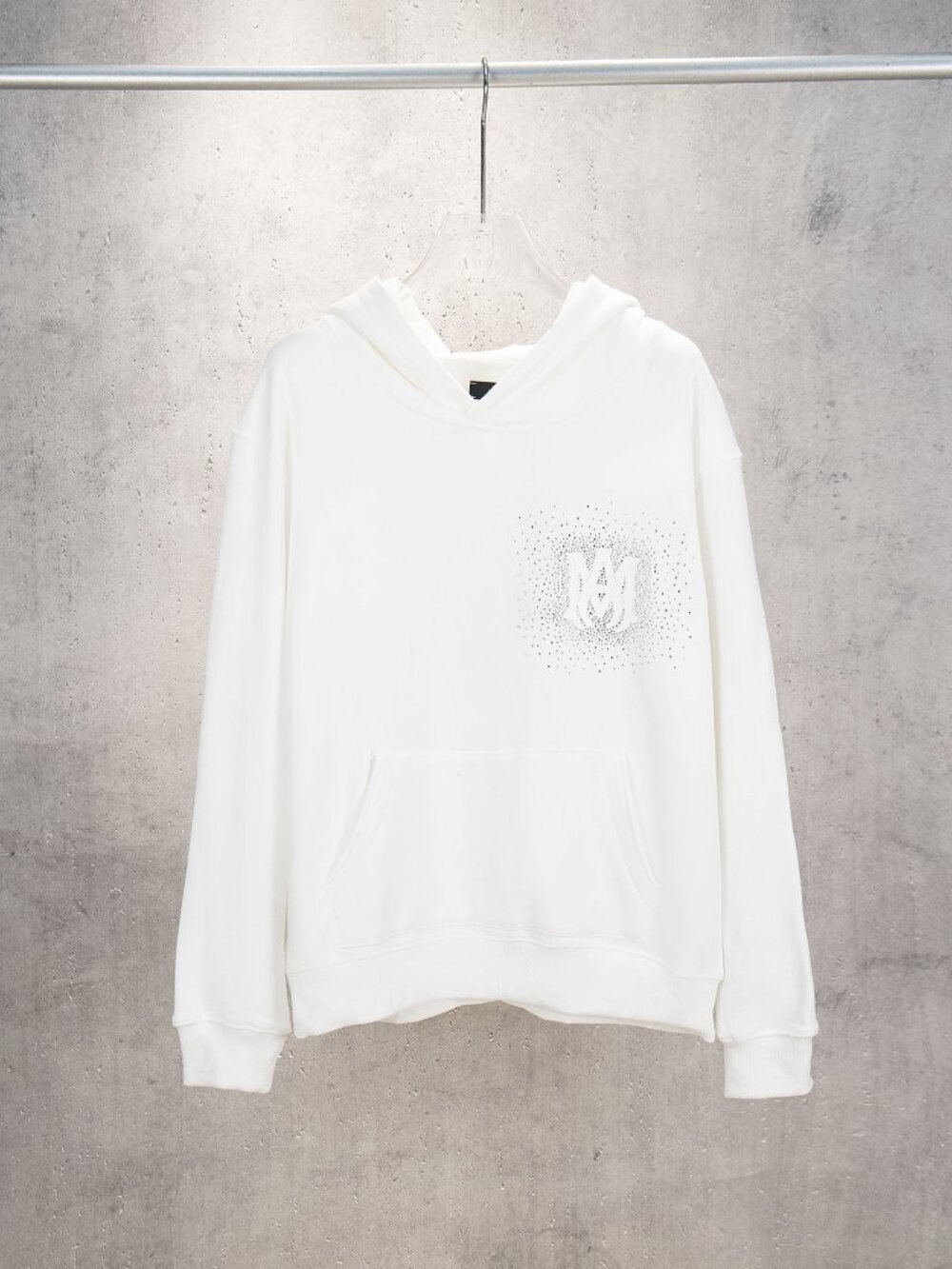 AMIRI Crystal MA Logo Hoodie White Pullover Sweatshirt